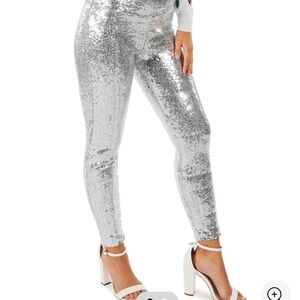 Tipsy Elves Shimmering Silver Sequins Leggings Size 1x New‎ With Tags